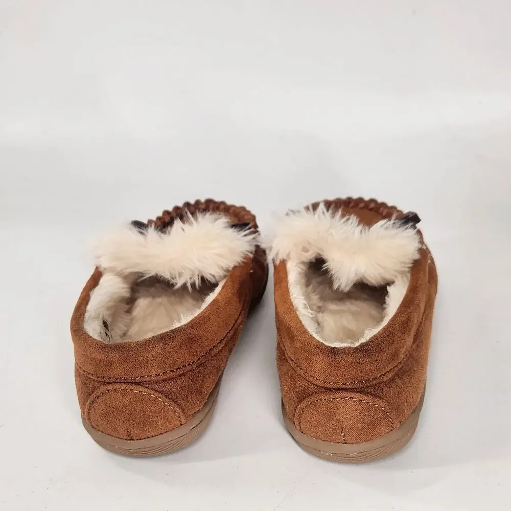J.Crew Crewcuts Suede Faux Shearling Moccasins Slip On Loafers Toddler 5 Brown